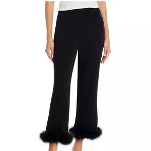AQUA NWT Feather Trim Crop Pants, Black, Size Medium